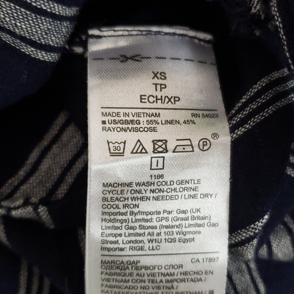 GAP Navy Striped Linen Maternity Wrap Top sz XS - Picture 5 of 6